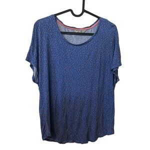 Boden Blue With Pink Dot Pattern 100% Viscose Short Sleeve Size 10 Spring Blouse